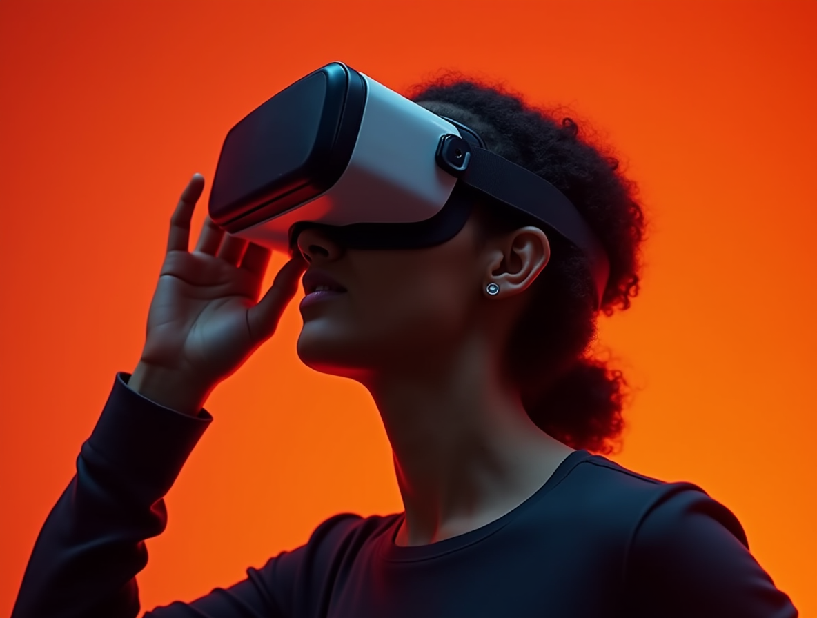 Person engaged in a VR experience